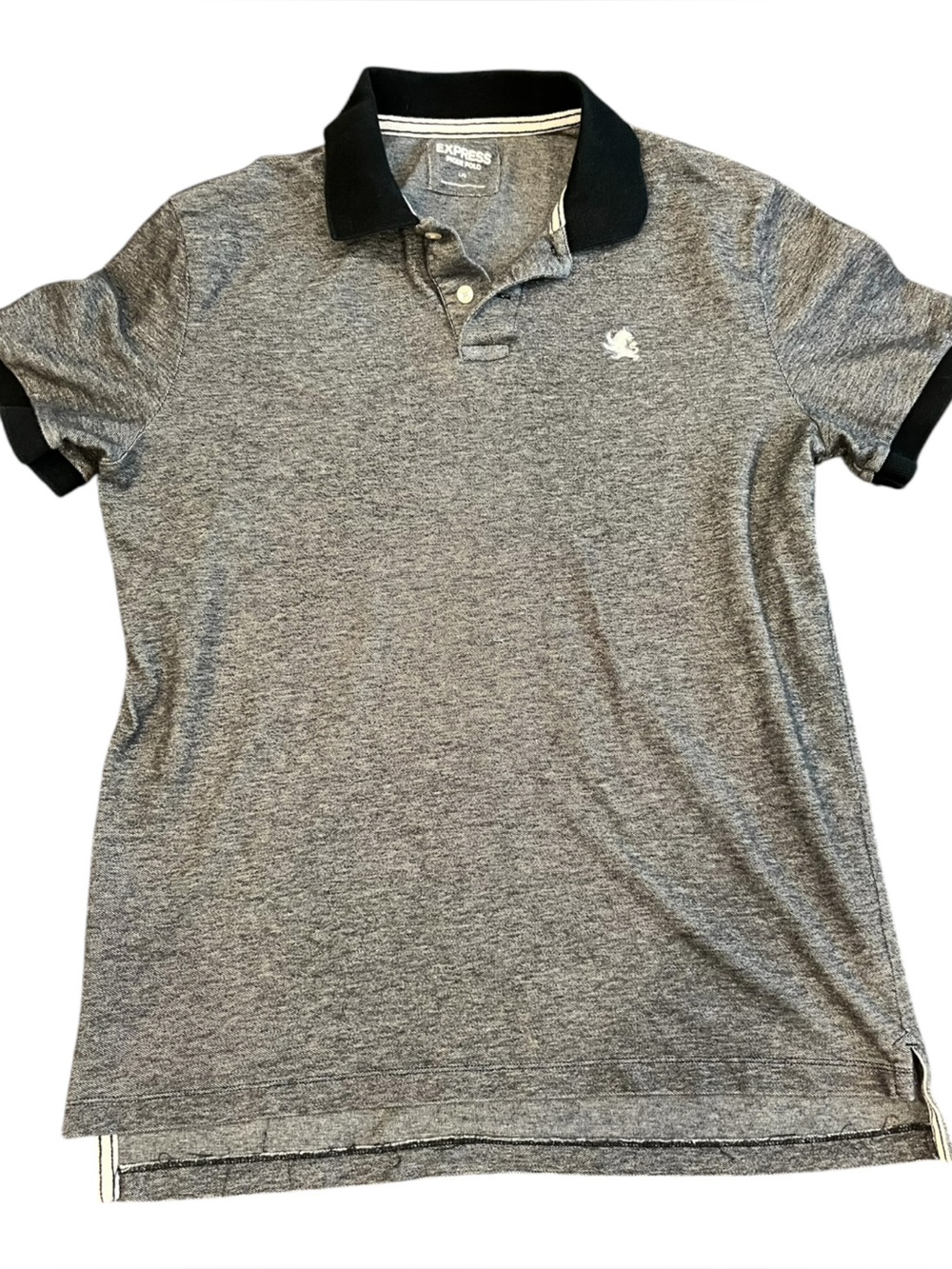 Express men’s large gray Polo Shirt with Contrast Collar